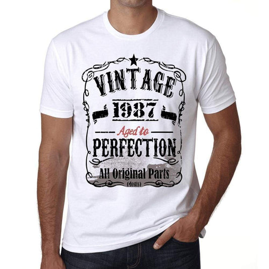 1987 Vintage Aged to Perfection Men's T-shirt White Birthday Gift 00488 - ultrabasic-com