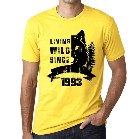 1993 Living Wild Since 1993 Mens T-Shirt Yellow Birthday Gift 00501 - Yellow / X-Small - Casual