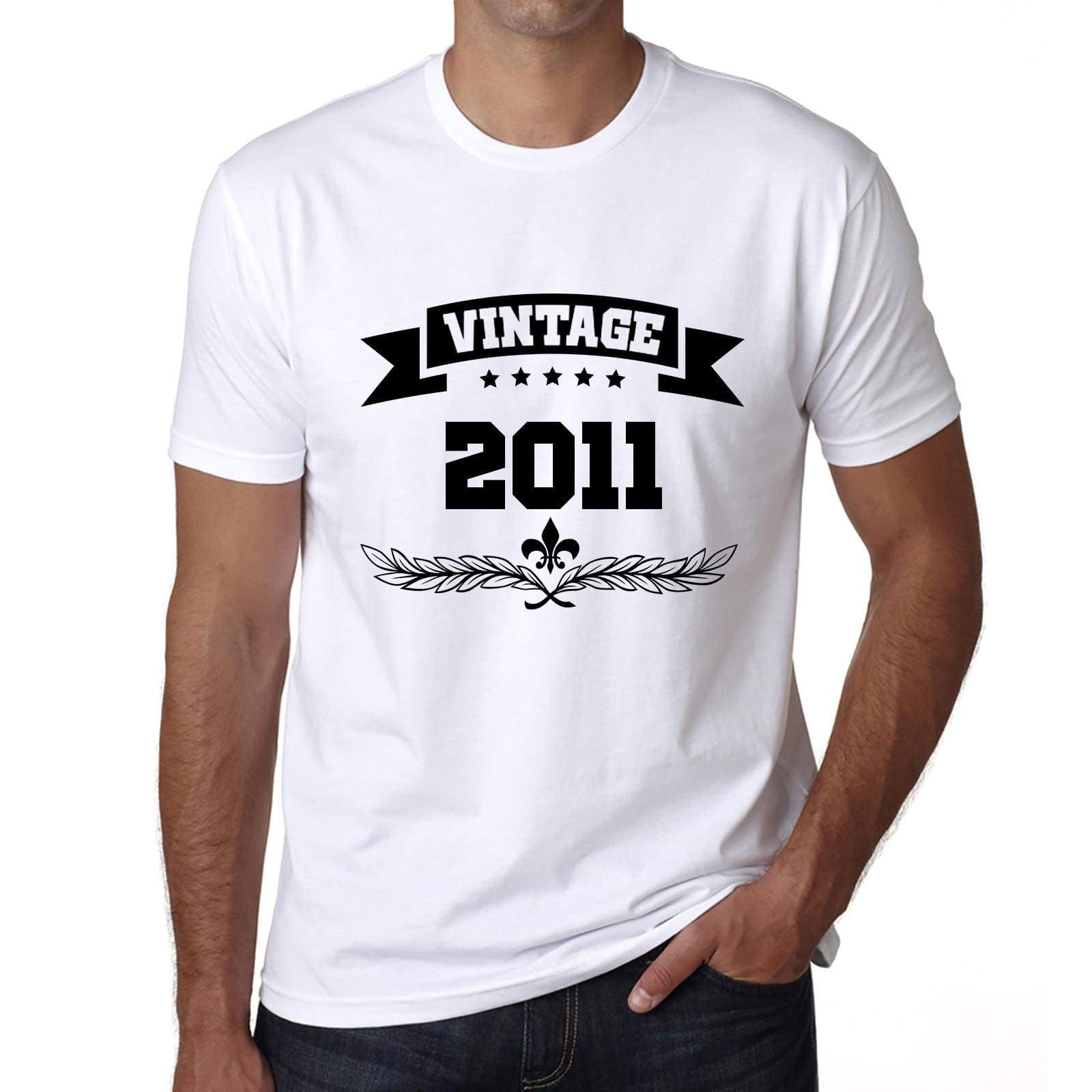 2011 Vintage Year White Mens Short Sleeve Round Neck T-Shirt 00096 - White / S - Casual