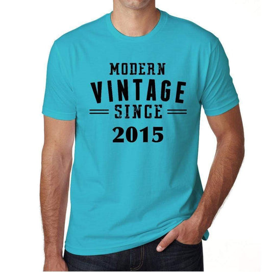 2015 Modern Vintage Blue Mens Short Sleeve Round Neck T-Shirt 00107 - Blue / S - Casual