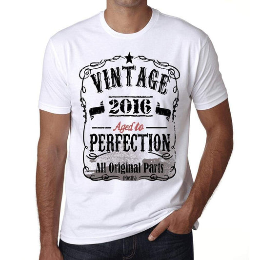 2016 Vintage Aged To Perfection Mens T-Shirt White Birthday Gift 00488 - White / Xs - Casual