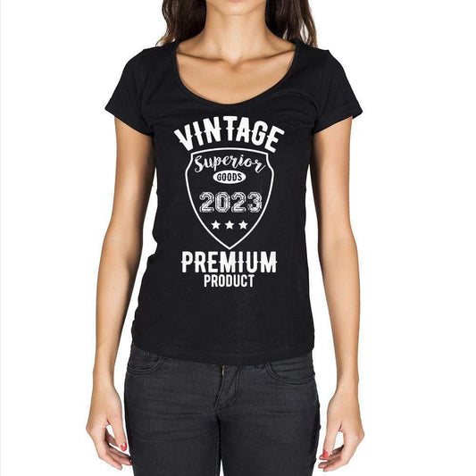 2023 Vintage Superior Black Womens Short Sleeve Round Neck T-Shirt 00091 - Black / Xs - Casual