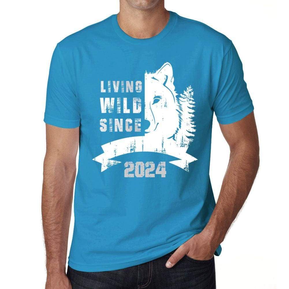 2024 Living Wild Since 2024 Mens T-Shirt Blue Birthday Gift 00499 - Blue / X-Small - Casual