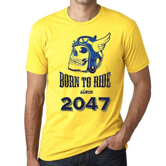 2047, Born to Ride Since 2047 Men's T-shirt Yellow Birthday Gift 00496 - Ultrabasic