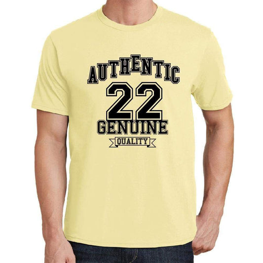 22 Authentic Genuine Yellow Mens Short Sleeve Round Neck T-Shirt 00119 - Yellow / S - Casual