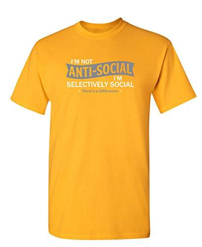 Men's T-shirt I'm not Anti-Social Graphic Novelty Funny Tshirt Yellow