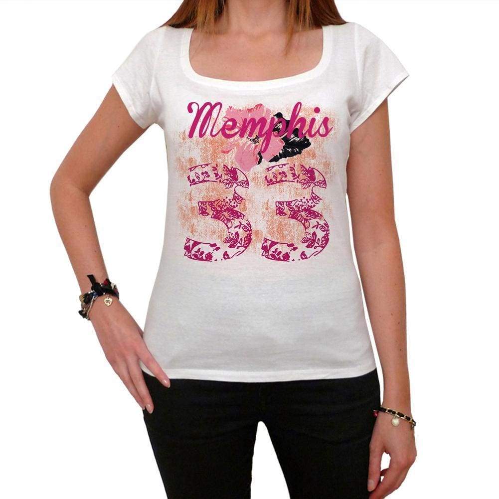 33 Memphis City With Number Womens Short Sleeve Round White T-Shirt 00008 - Casual
