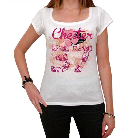 37 Chester City With Number Womens Short Sleeve Round White T-Shirt 00008 - Casual