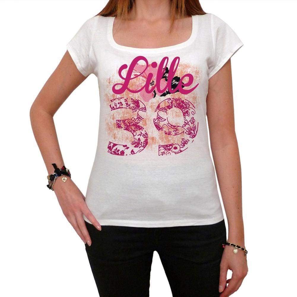 39 Lille City With Number Womens Short Sleeve Round White T-Shirt 00008 - White / Xs - Casual