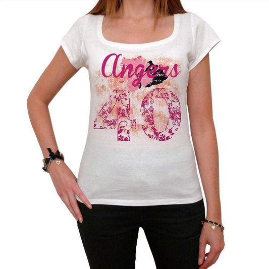 40 Angers City With Number Womens Short Sleeve Round White T-Shirt 00008 - White / Xs - Casual