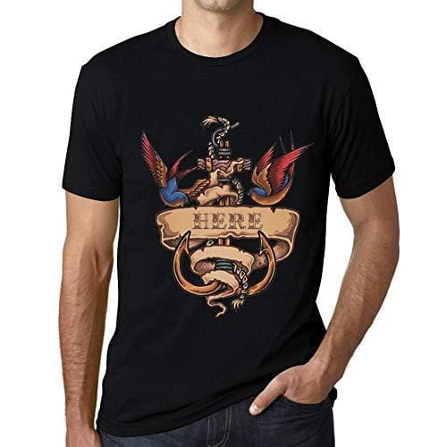 Ultrabasic - Homme T-Shirt Graphique Anchor Tattoo Here Noir Profond