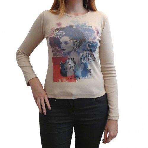 Scarlett: T-Shirt für Damen, bedruckt mit Visage – Beige