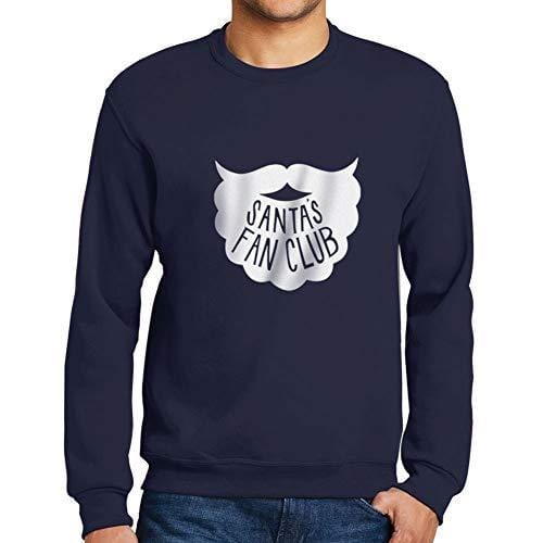 Ultrabasic - Homme Imprimé Graphique Sweat-Shirt Santa's Fan Club Pull de Noel Idées Cadeaux French Marine