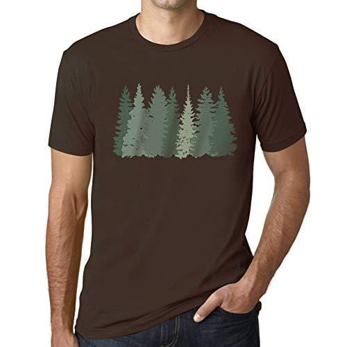 Ultrabasic - Herren T-Shirt Graphique Arbres Forestiers Chocolat