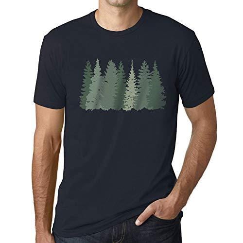 Ultrabasic - Herren T-Shirt Graphique Arbres Forestiers Marine