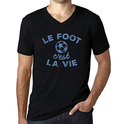 Men's Vintage Tee Shirt Graphic V-Neck T Shirt Le Foot C'est la Vie Noir Profond