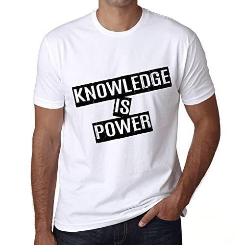 Ultrabasic - Homme T-Shirt Graphique Knowledge is Power T-Shirt Cadeau Lettre d'impression Blanc