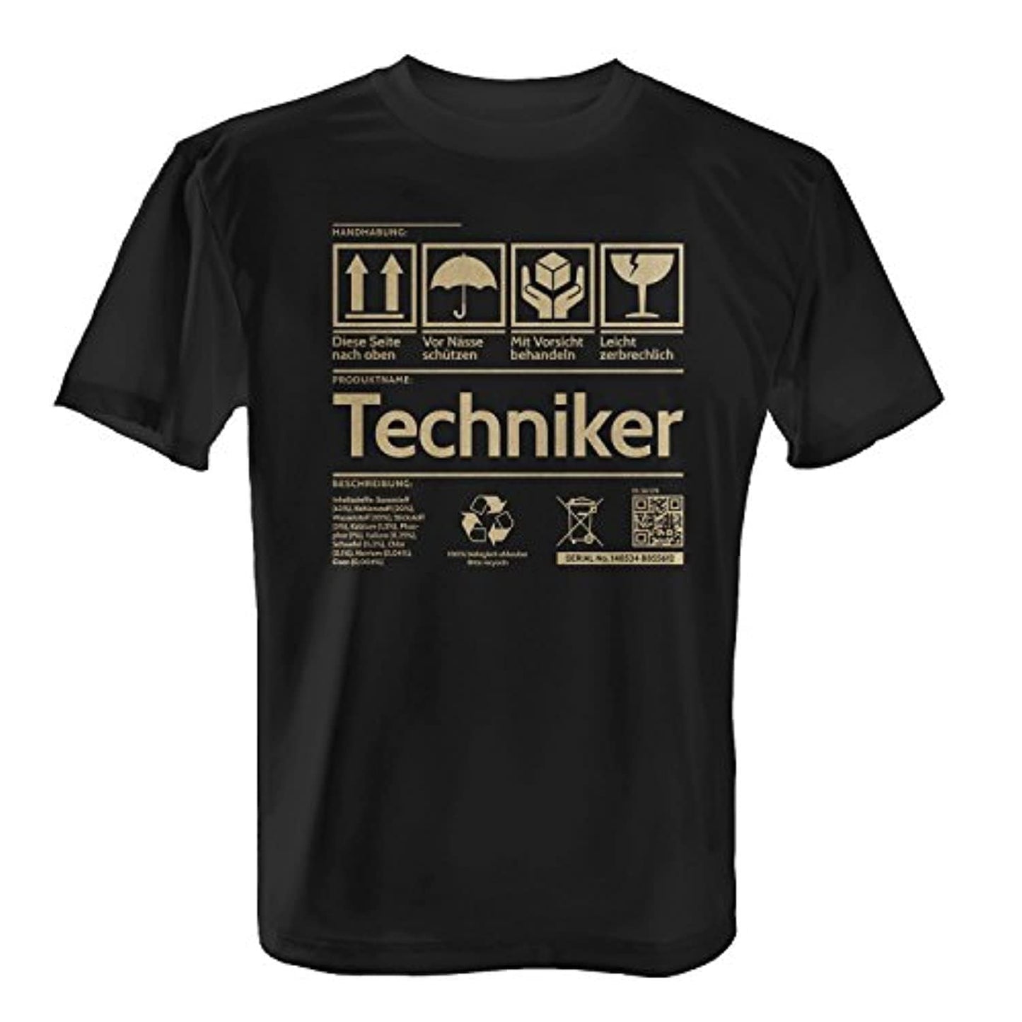 Fashionalarm T-Shirt Homme - Étiquette - Techniker Fun Shirt Geschenk Tee 