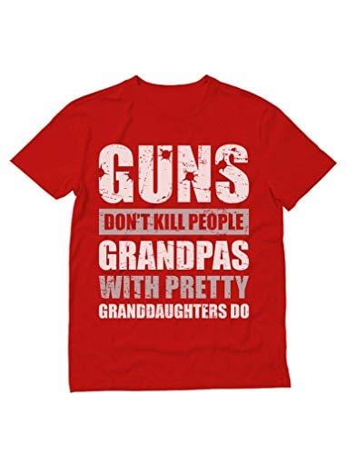 Men's T-Shirt Guns Don't Kill Grandpas Granddaughter Grandpa, Papa T-Shirt Red