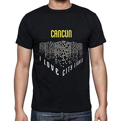 Ultrabasic - Homme T-Shirt Graphique J'aime Cancun Lumières Noir Profond