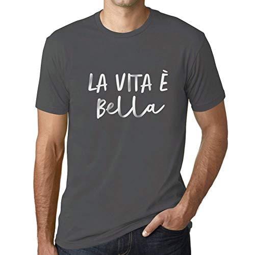 Ultrabasic - Herren-T-Shirt mit grafischem La Vita und Bella Gris Souris
