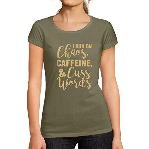 Ultrabasic - Tee-Shirt Femme Manches Courtes I Run on Caffeine Chaos &amp; Cuss Words