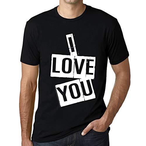 Ultrabasic - Homme T-Shirt Graphique I Love You T-Shirt Cadeau Lettre d'impression Noir Profond