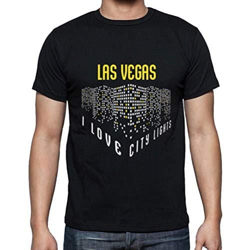 Ultrabasic - Homme T-Shirt Graphique J'aime Las Vegas Lumières Noir Profond