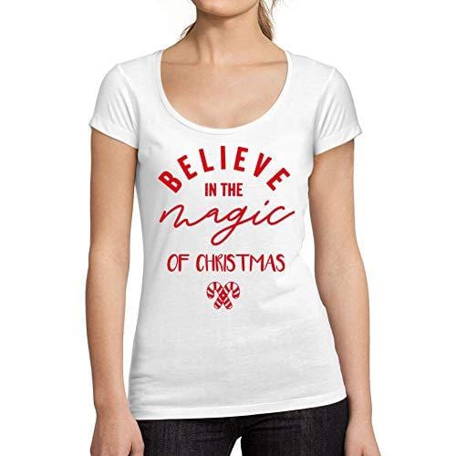 Ultrabasic - Tee-Shirt Femme Manches Courtes Magie de Noël Noël Cadeau Idées Tee