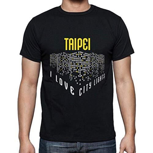 Ultrabasic - Homme T-Shirt Graphique J'aime Taipei Lumières Noir Profond