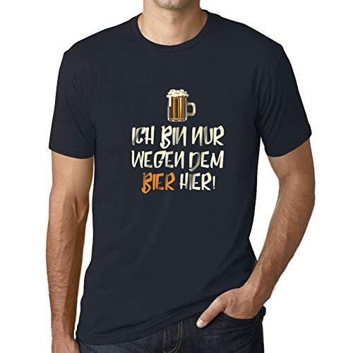 Ultrabasic - Homme T-Shirt Graphique Ich Bin Nur Wegen dem Bier Hier Marine