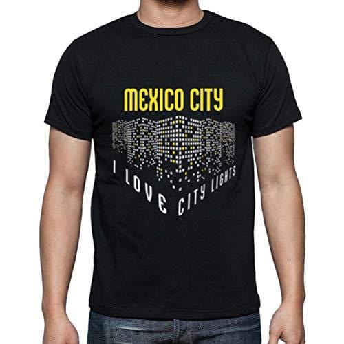 Ultrabasic - Homme T-Shirt Graphique J'aime Mexico City Lumières Noir Profond