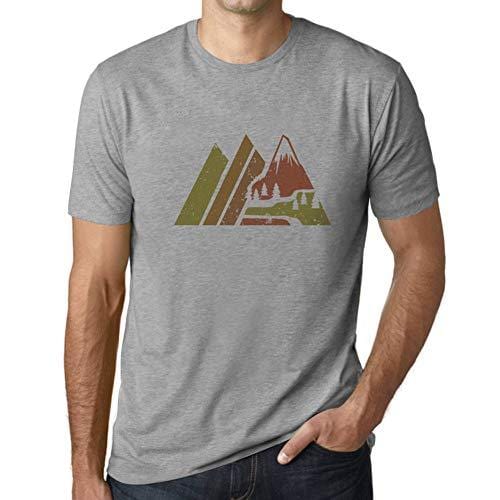 Ultrabasic - Homme Graphique Montagne Rétro Écran Impression de Lettre Tee Shirt Cadeau Gris Chiné
