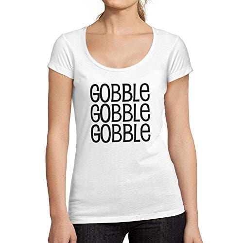 Ultrabasic - Tee-Shirt Femme col Rond Décolleté Gobble Gobble Letter Casual Fashion Blanco