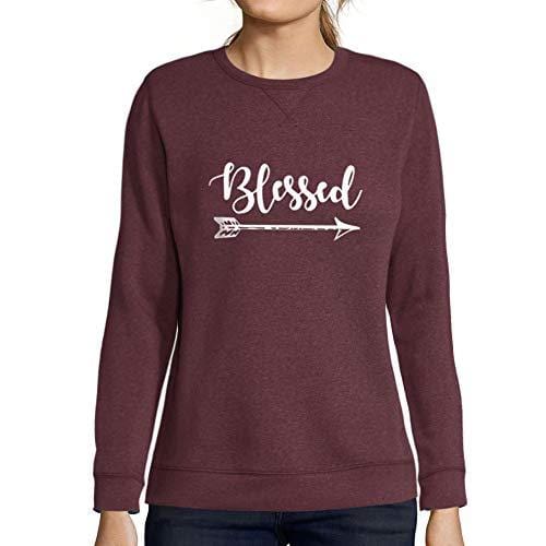 Ultrabasic - Femme Imprimé Graphique Sweat-Shirt Chapeau de Père Noël Pull de Noel Idées Cadeaux Bordeaux