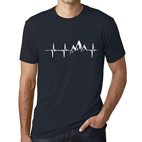Ultrabasic - Herren T-Shirt Graphique Rythme Cardiaque de Montagne Marine