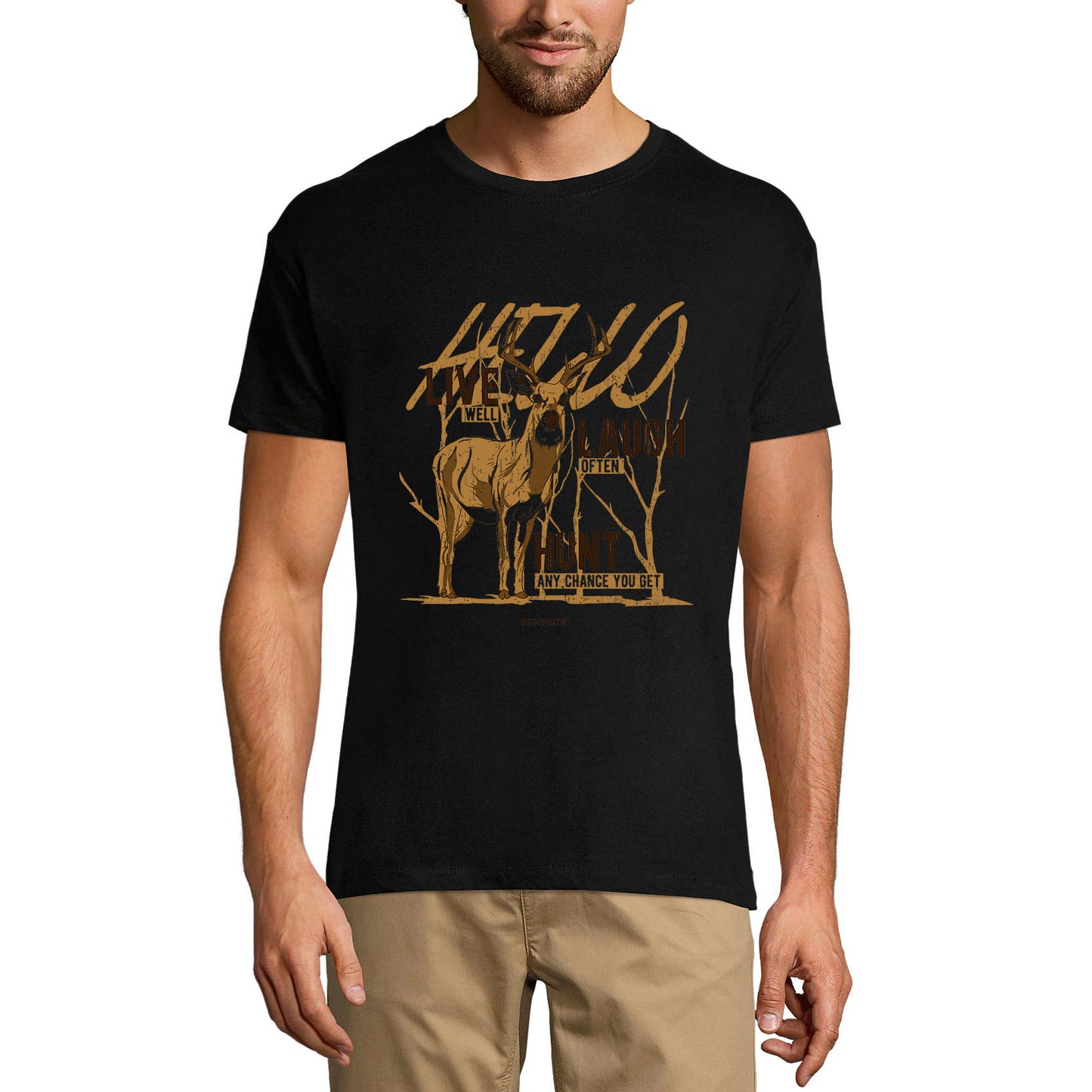 ULTRABASIC Men's Graphic T-Shirt Live Laugh Hunt - Deer Hunter Shirt for Men