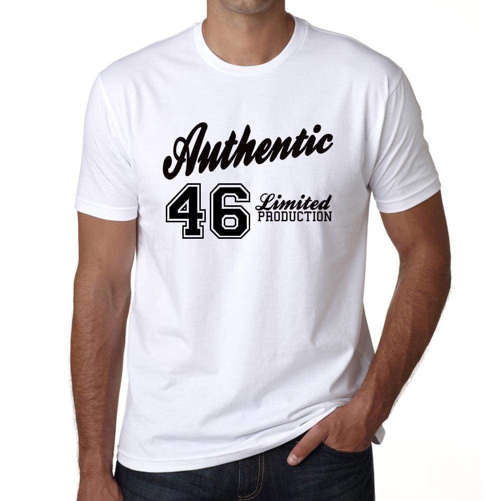 45 Authentic White Mens Short Sleeve Round Neck T-Shirt 00123 - White / S - Casual