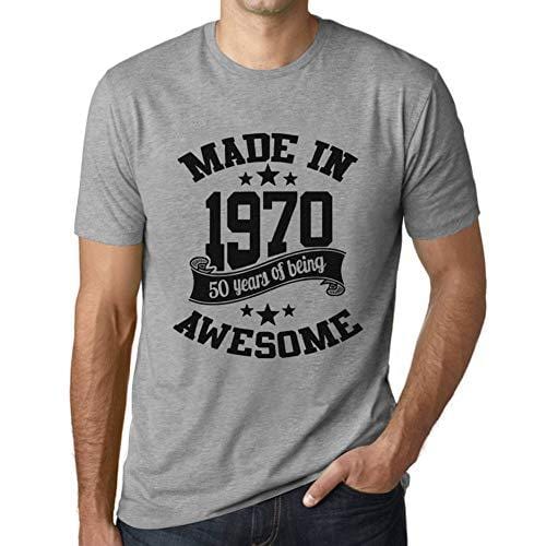 Ultrabasic - Homme T-Shirt Graphique Made in 1970 Idée Cadeau T-Shirt pour Le 50e Anniversaire Gris Chiné