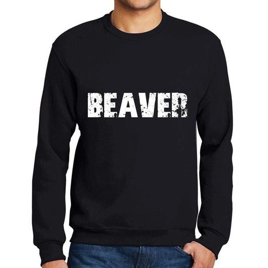 Ultrabasic Homme Imprimé Graphique Sweat-Shirt Popular Words Beaver Noir Profond