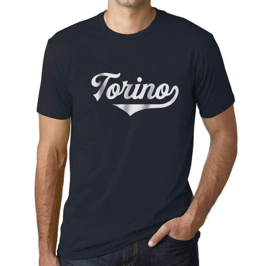 Ultrabasic - Homme Graphique Torino T-Shirt Imprimé Lettres Marine
