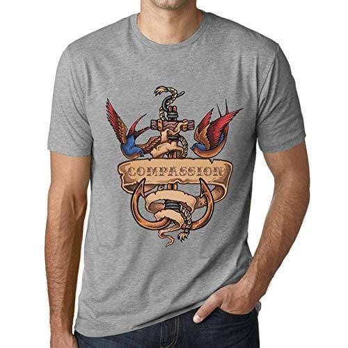 Ultrabasic - Homme T-Shirt Graphique Anchor Tattoo Compassion Gris Chiné