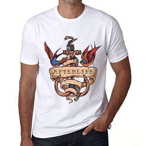 Ultrabasic - Homme T-Shirt Graphique Anchor Tattoo Afterlife Blanc