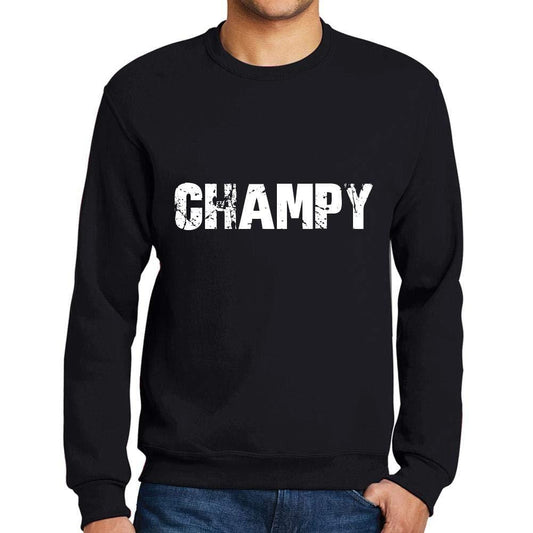 Ultrabasic Homme Imprimé Graphique Sweat-Shirt Popular Words CHAMPY Noir Profond