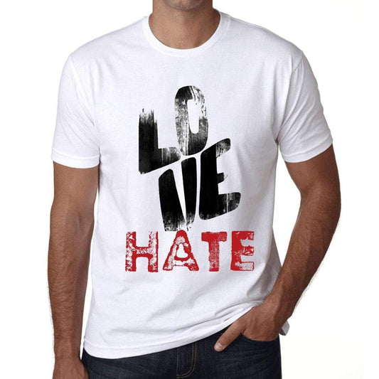 Ultrabasic - Homme T-Shirt Graphique Love Hate Blanc
