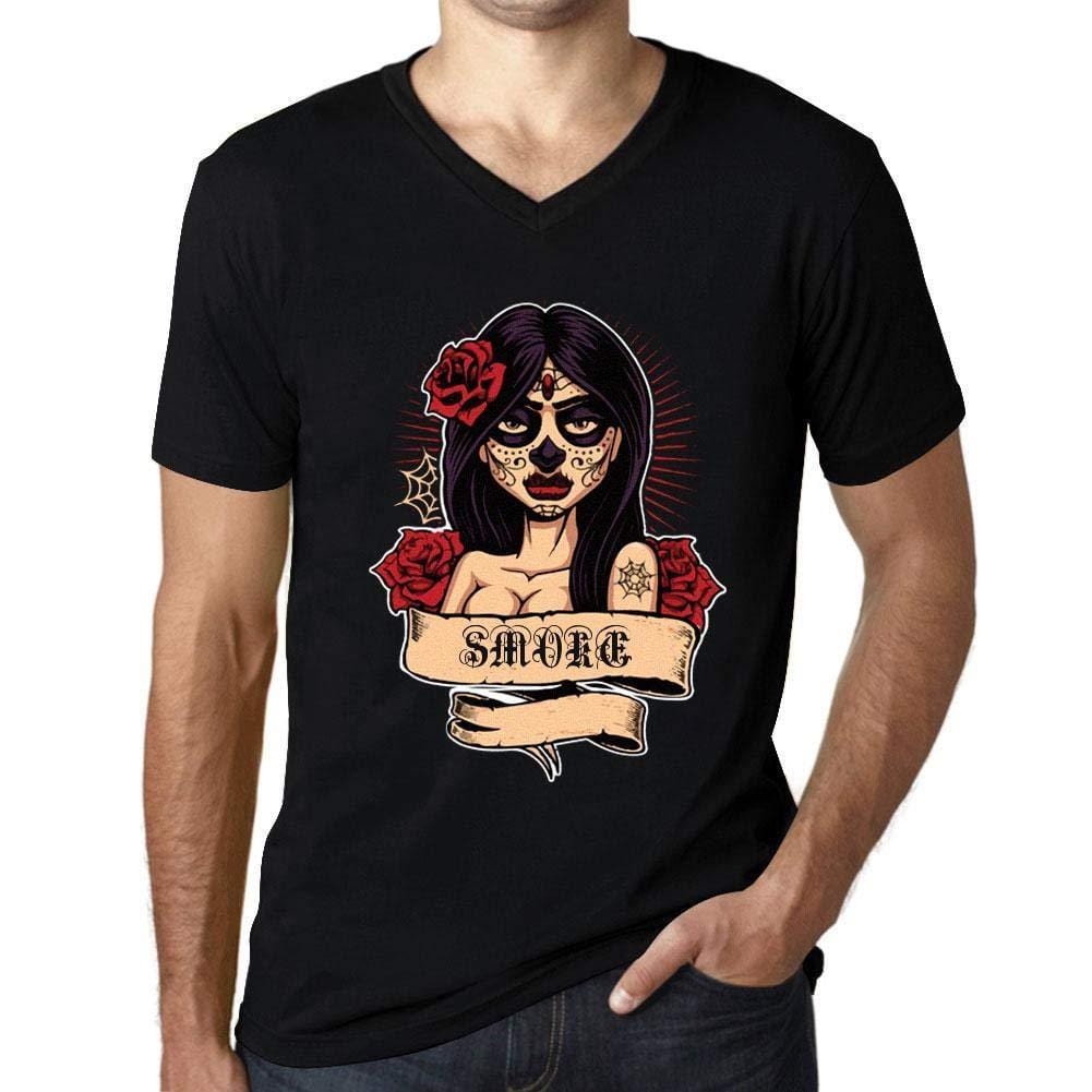 Ultrabasic - Homme Graphique Col V Tee Shirt Women Flower Tattoo Smoke