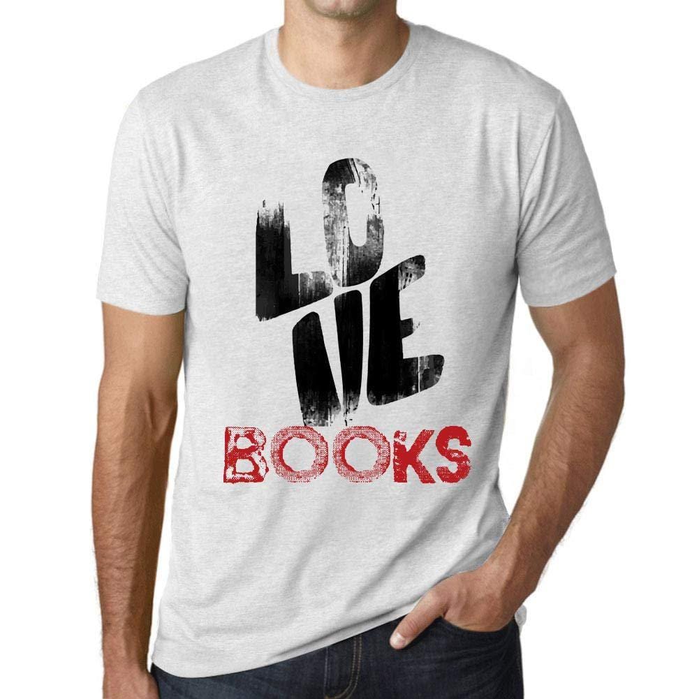 Ultrabasic - Homme T-Shirt Graphique Love Books Blanc Chiné