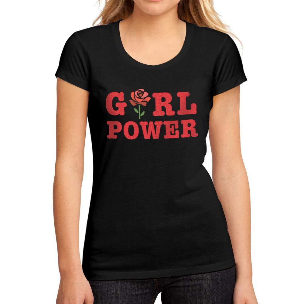 Femme Graphique Tee Shirt Girl Power Flower Noir Profond