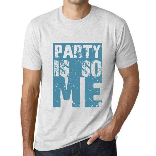 Herren T-Shirt Graphique Party is So Me Blanc Chiné
