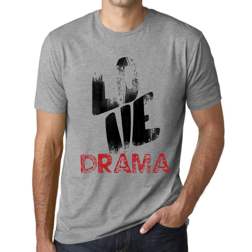 Ultrabasic - Homme T-Shirt Graphique Love Drama Gris Chiné
